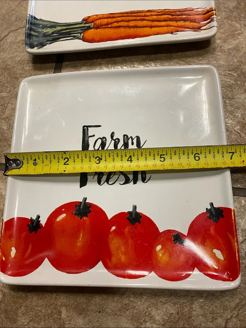 Farm Fresh Ceramic Serving /Sandwich Plates - White, Red & Orange